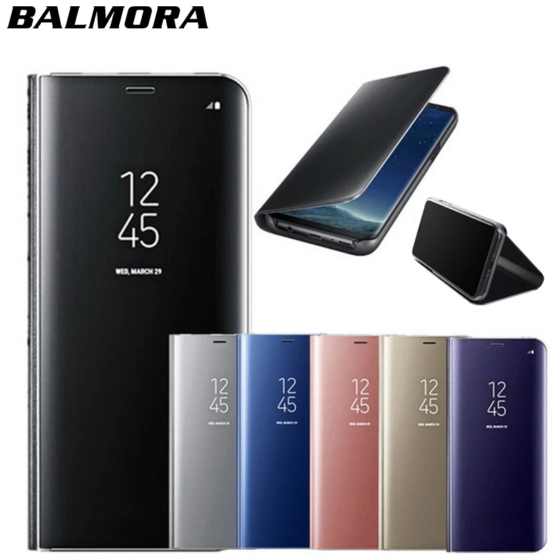 Зеркальный флип-чехол BALMORA с подставкой для Iphone 6 6s 7 8 Plus X прозрачный окошком