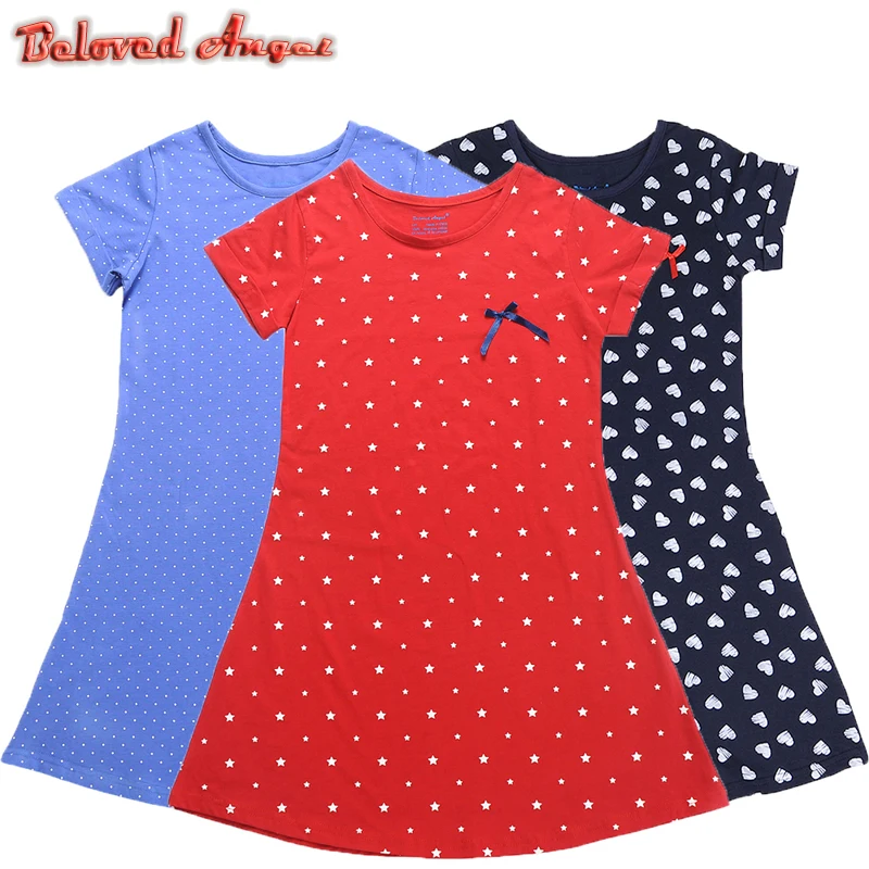 Summer New Short Sleeve Kids Girls Clothes Children Girl 100% Cotton Unicorn Daily Beach Dress Baby Dresses 1-13 Years | Детская одежда