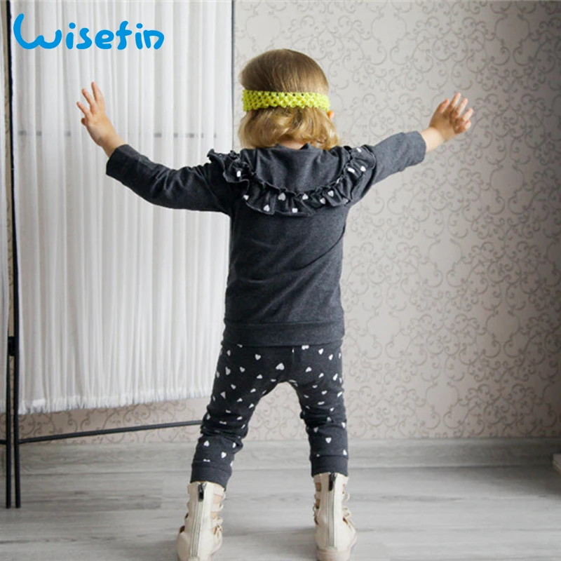 Wisefin/комплект одежды для новорожденных девочек темно серый Модный комплект