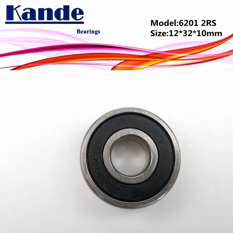 Kande 6201RS 4PCS ABEC 5 6201 2RS Однорядный радиальный шарикоподшипник 12x32x10 мм 6201RZ|Валы| |