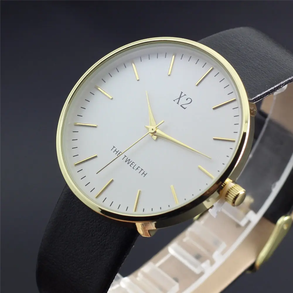 

relogio masculino 2019 watch men dress quartz watches leather strap male clock 40MM Silver Band brand watches X2 THE TWELFTH