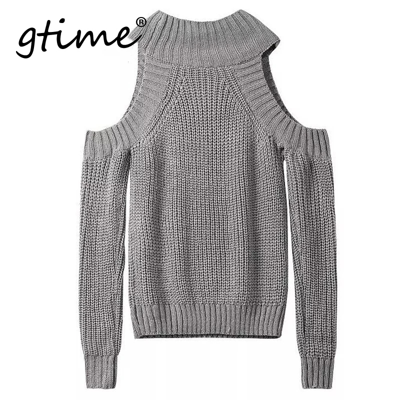 GTIME Dropshipping Turtleneck off shoulder knitted sweater women Fashion tricot pullover jumpers Pull femme oversized cape WGT14 | Женская