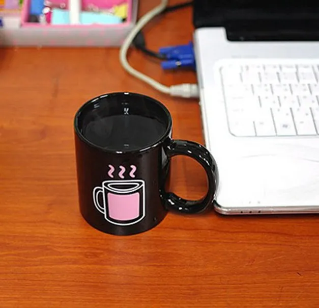 1 шт. забавная розовая кофейная кружка с датчиком температуры Кружка меняющая