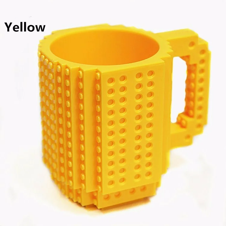 yellow 12 унций строительные кирпичные кружки строительные блоки головоломка Забавный кофе DIY термос портативная посуда для напитков лего чашки и кружки теплее - Цвет: yellow