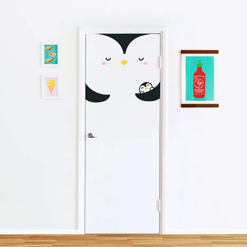 Pumi the Penguin наклейка на дверь стену для детских комнат и садов животных пингвина