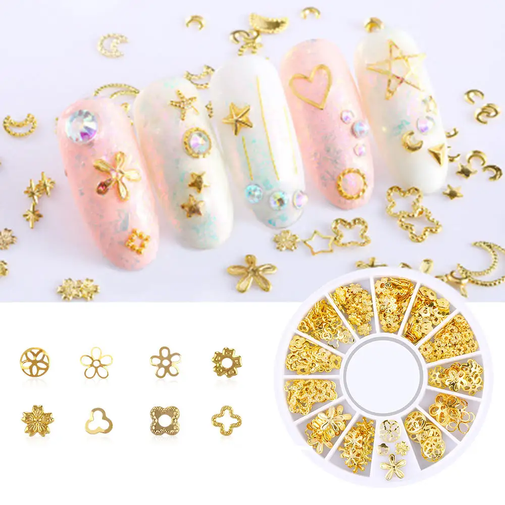 1 лист Nail Art Rhinestone украшения DIY 3D ногтей аксессуары Звезда Луна ажурные ногтей Декоративная заклепка ювелирные изделия