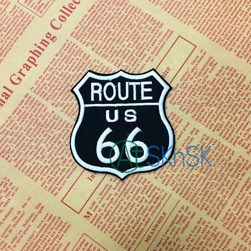 1 шт./лот US ROUTE 66 расшитая блестками Нашивка Американский мотив железная куртка