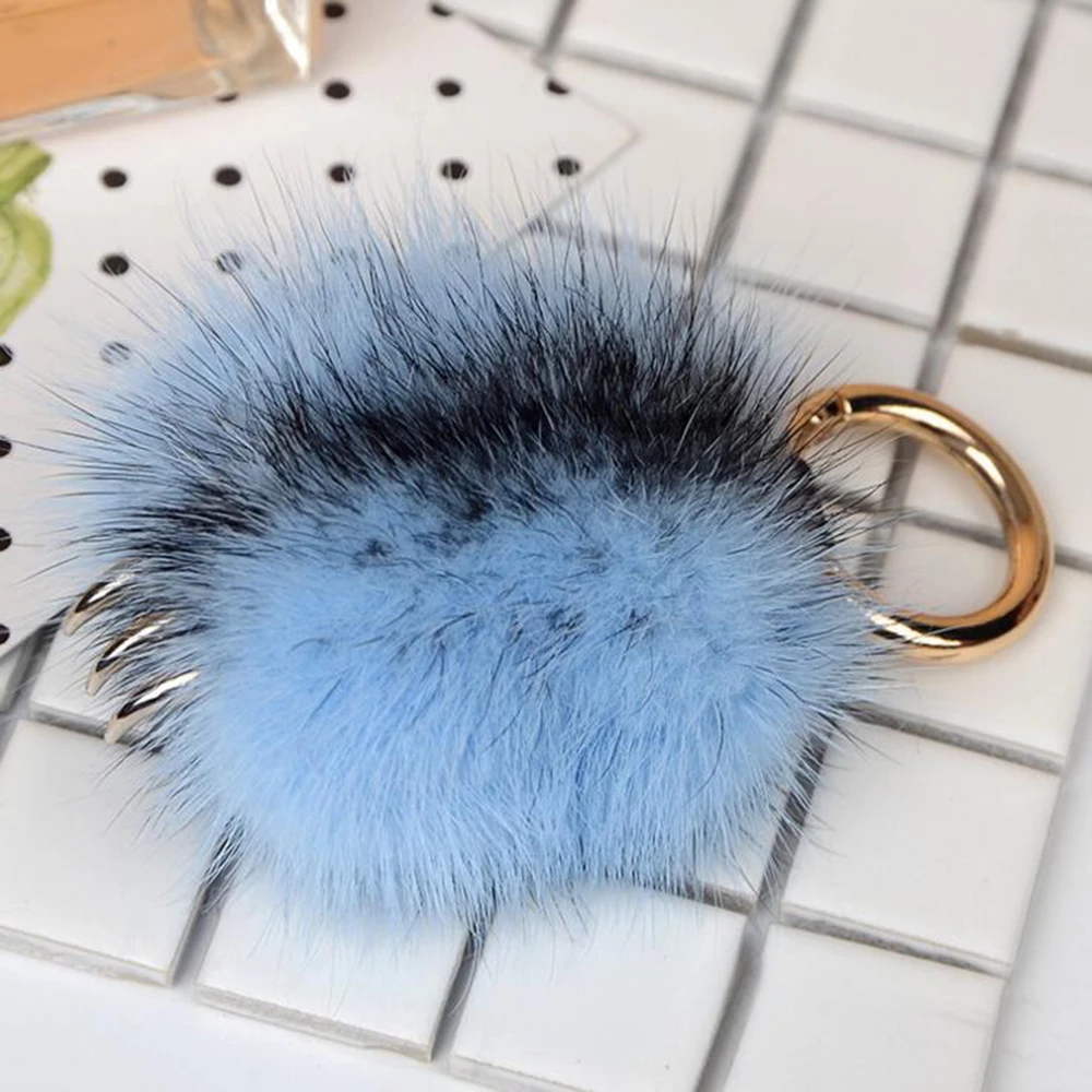 Пушистый мех норки Помпон милый Волчья лапа цепочка для ключей модная женская