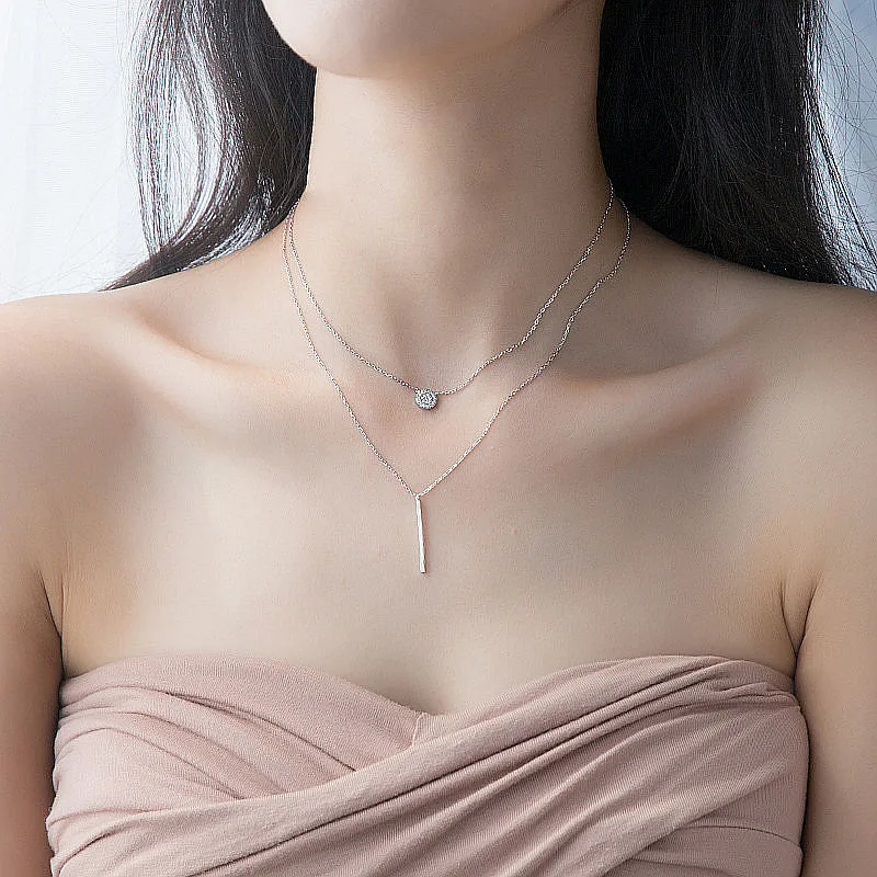 

PONYKISS Office 100% 925 Sterling Silver Geometric Zircon Pendant Necklace Chain Women Fine Jewelry Birthday Party Gift