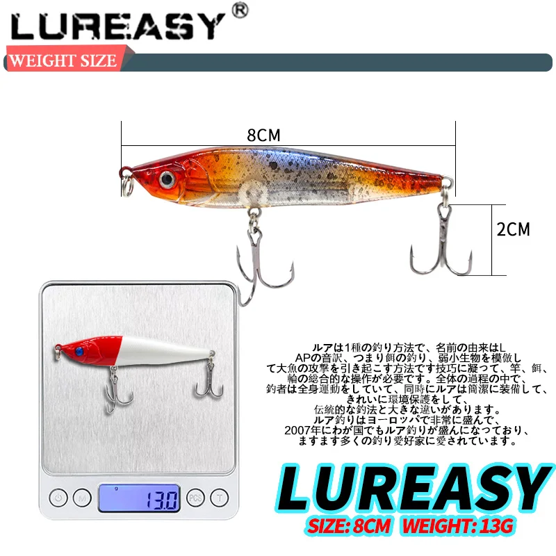 1 шт. LUREASY 8 см 13 г рыболовная приманка гольян Лазерная жесткая искусственная 3D
