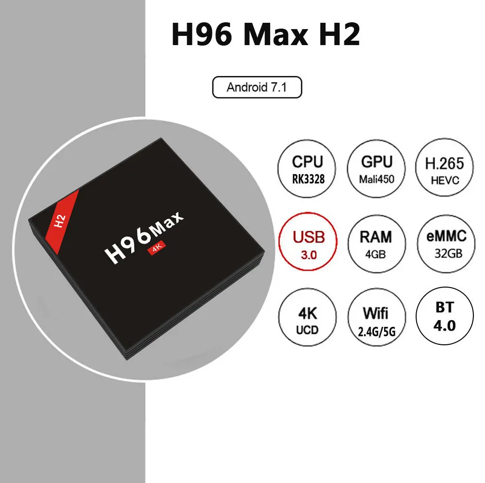 Первоначально L &amp H гаджеты H96 Max H2 DLNA ТВ коробка RK3328 Quad-Core 4 г + 32 android 7 1 смарт-Up BOX |