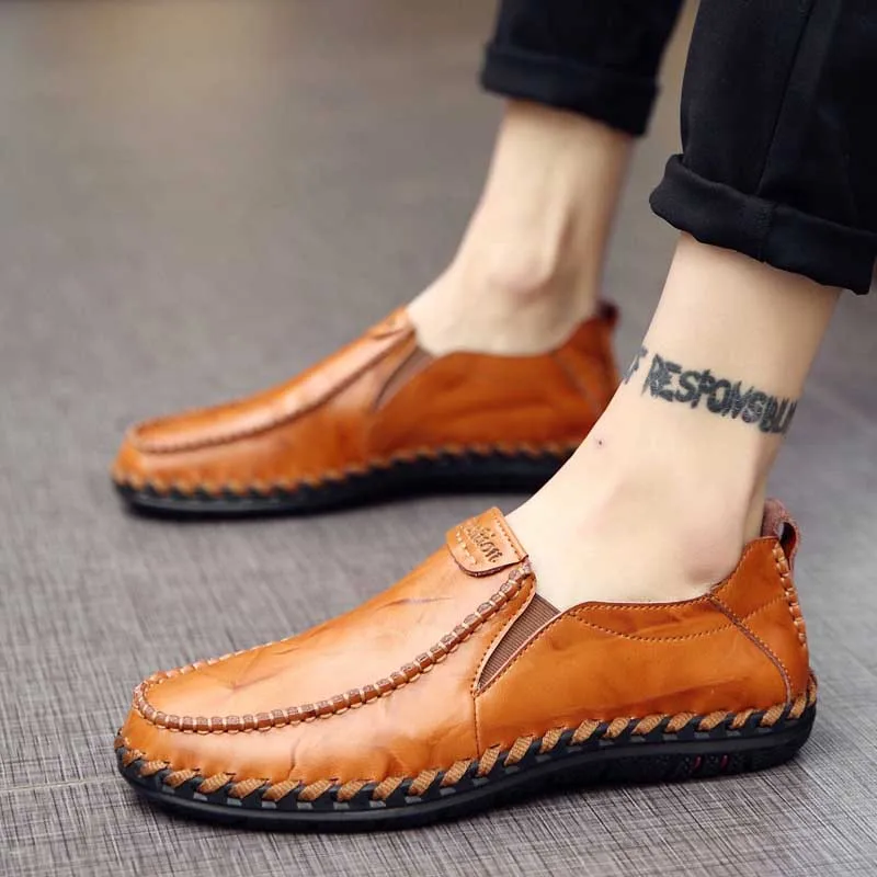 Новинка 2017 года Модные мужские повседневные кожаные туфли удобные мокасины на