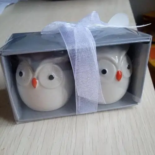Wedding Favors and Gifts Baby Shower Owl Always Love You Ceramic Salt Pepper Shaker Free Shipping 200pcs=100sets/lot | Дом и сад