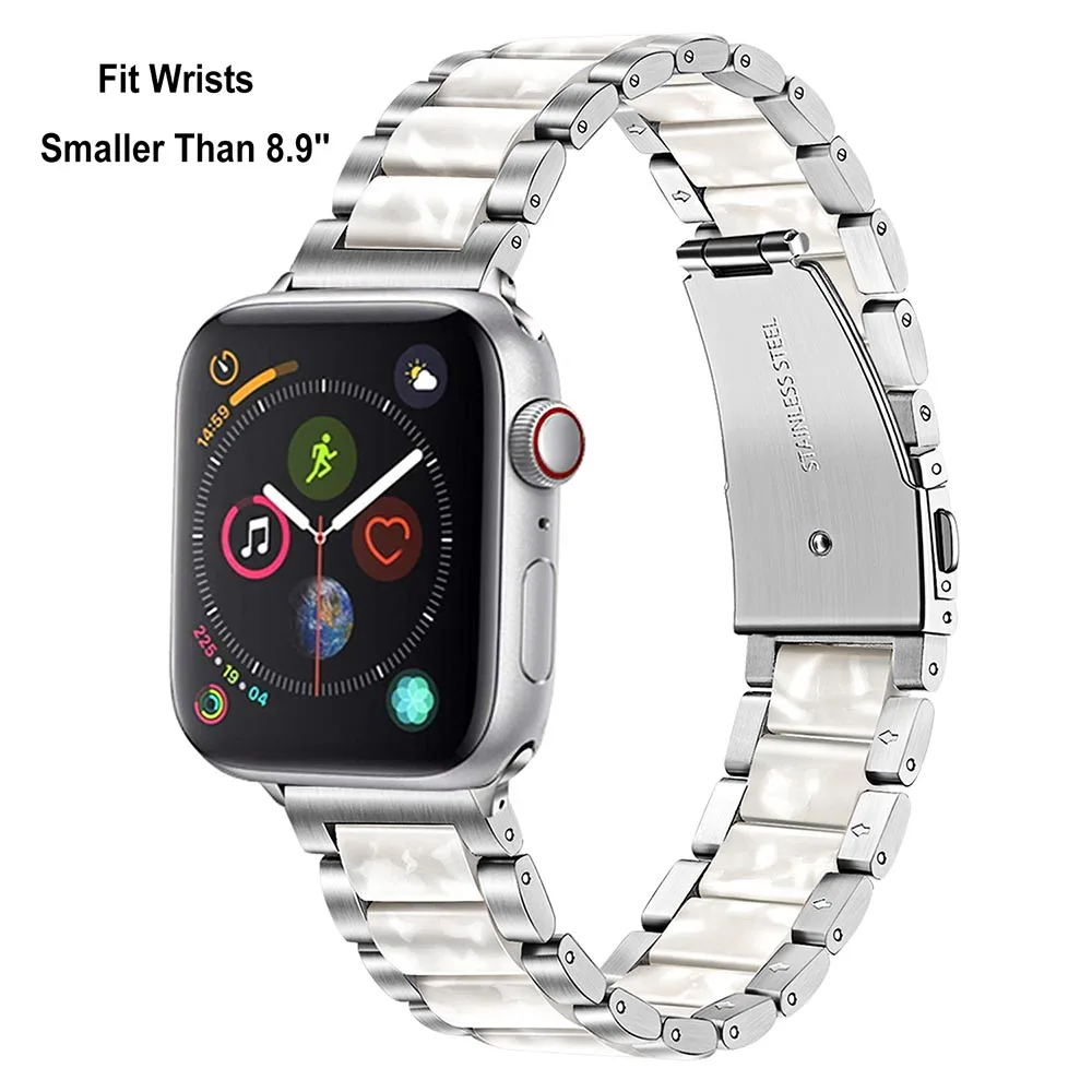 Ремешок для часов из нержавеющей стали и смолы для iWatch Apple Watch Series 5 4 3 2 1 38 мм 40 мм 42 мм 44 мм браслет