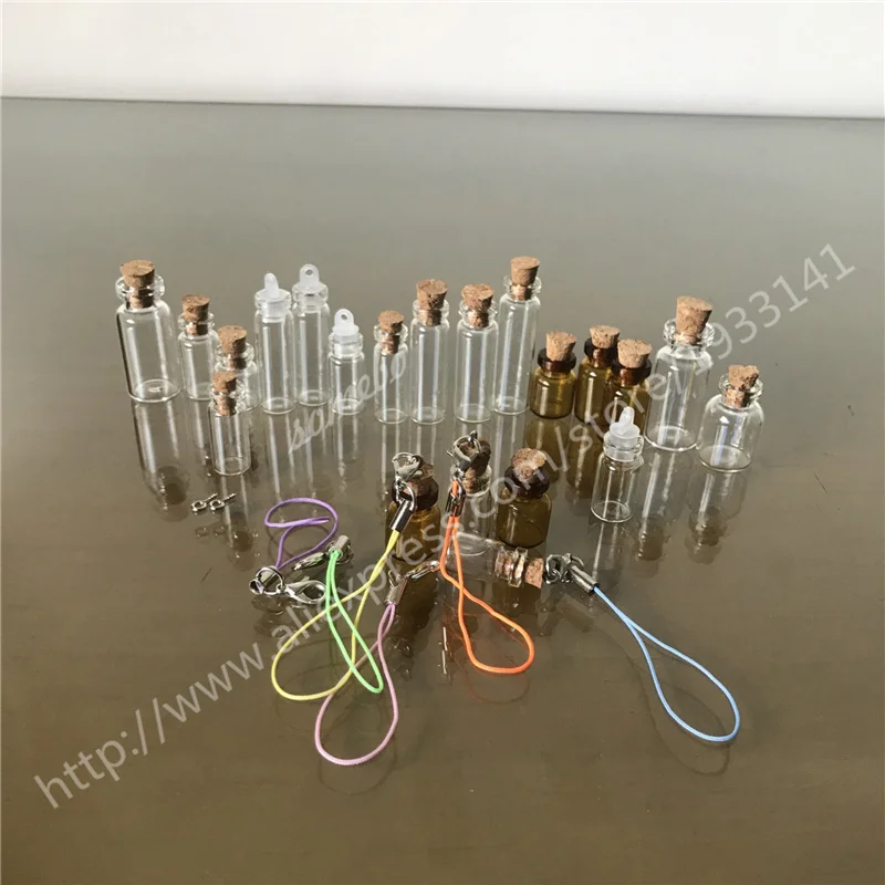 

1000 x Wishing bottles, clear glass bottles, cork bottles, sealed plastic lids, small necklaces, mini pendants, DIY gift bottles