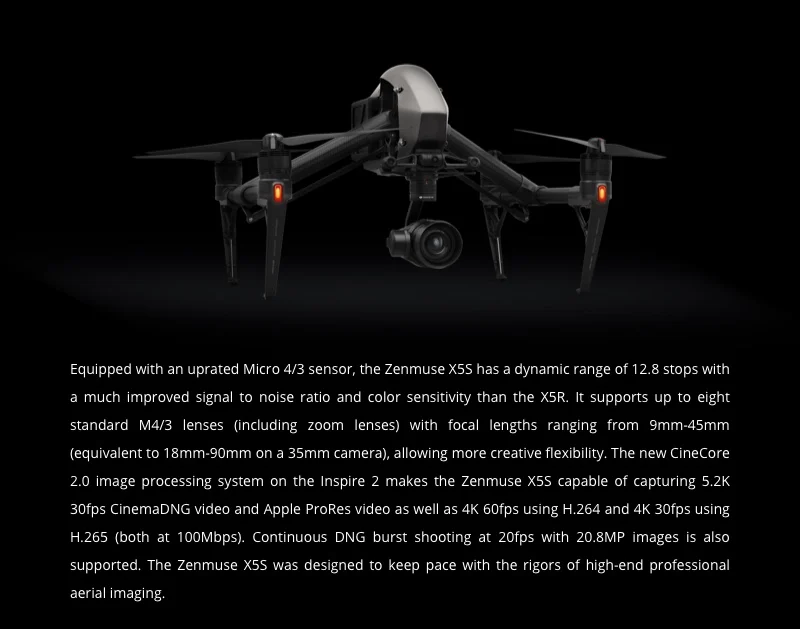 DJI ZENMUSE X5S камера для inspire 2 drone 5,2 K видео поддержка для высококлассного профессионального кинематографа абсолютно