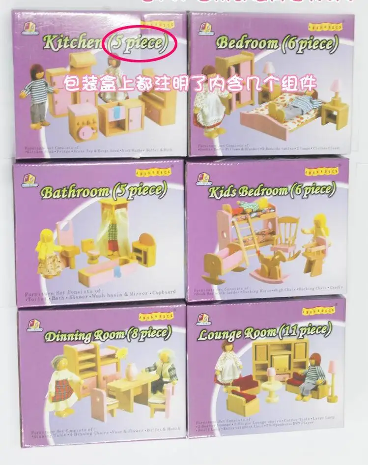 

1 room baby wooden doll house kids Children wood house with furniture kitchen /bedroom/ dinning room/living room Christmas gifts