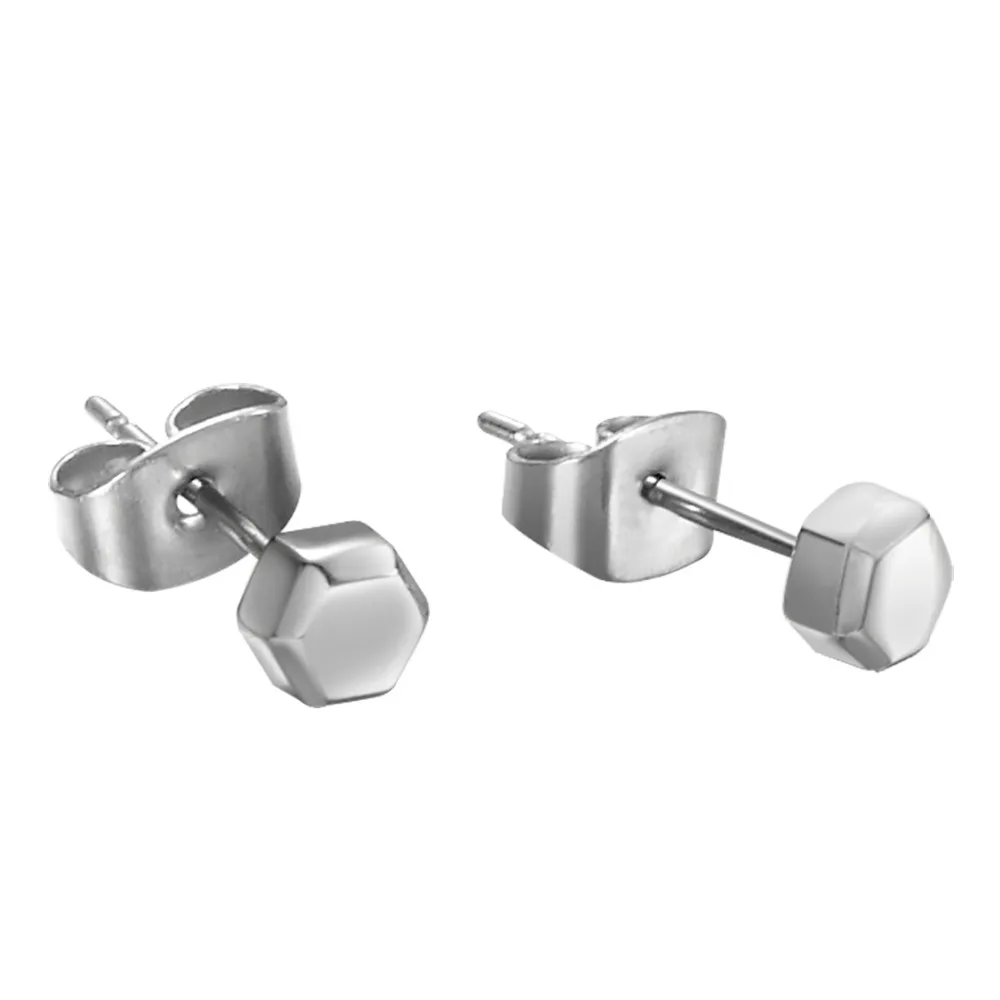 New Tiny Hexagons Design Pure Titanium Stud Earrings For Wen Women Girls Boys Christmas Gift Anti-allergic Ear Jewelry | Украшения и