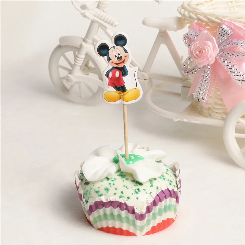 48 шт./лот Новый Микки Мышь Cupcake Toppers выборка партии Аксессуары душа ребенка Дети