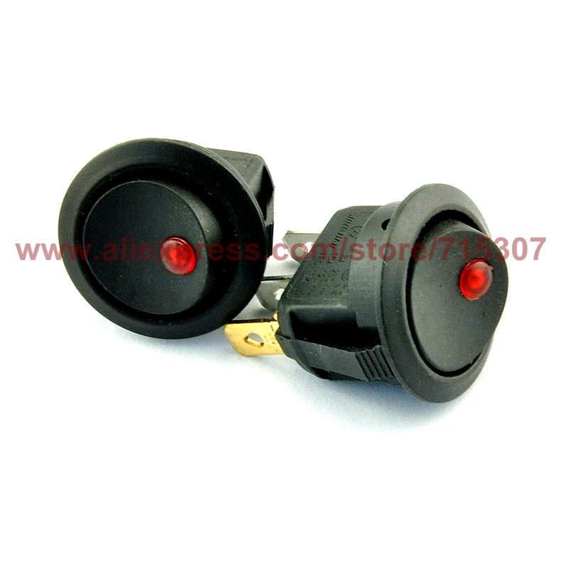 5 шт. клавишный переключатель PHISCALE SPST 6A 250VAC 3pin KCD2-202 on-off с красным светодиодом для
