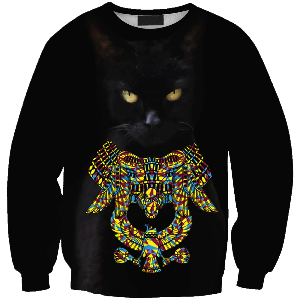 

New arrival fashion Unisex Sweatshirt 3D fierce cat print simple Casual white relaxtion oversized Clothes Free shipping