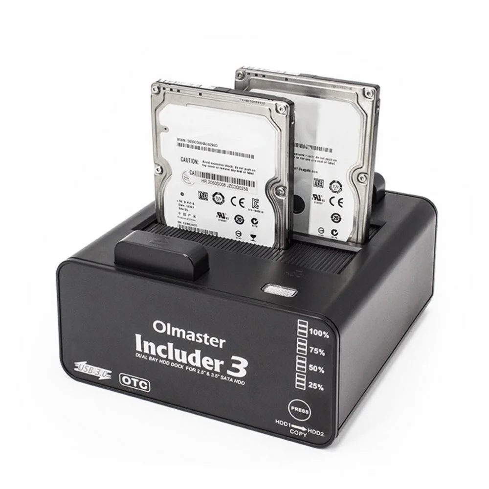 Black OIMASTER США Plug Dual Bay HDD док-станция компактный внешний жесткий диск для 2,5 дюймов 3,5 дюймов SATA HDD USB 3,0 - Цвет: Black