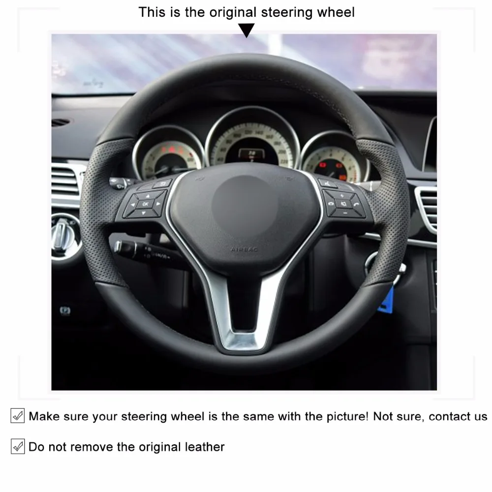 MEWANT Black Genuine Leather Car Steering Wheel Cover for Mercedes Benz A-Class 2013-2015 B-Class 2011-2014 CLA-Class 2013 2014 |