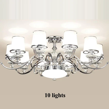 10 lights Современный, хромированный, металлический светодиодные люстры Гостиная с украшением в виде кристаллов Светодиодная потолочная люстра лампа Обеденная Стекло люстра лампа - Цвет абажура: 10 lights
