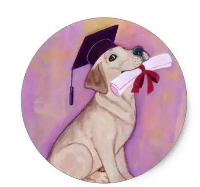 

1.5inch Yellow Labrador Graduation Classic Round Sticker