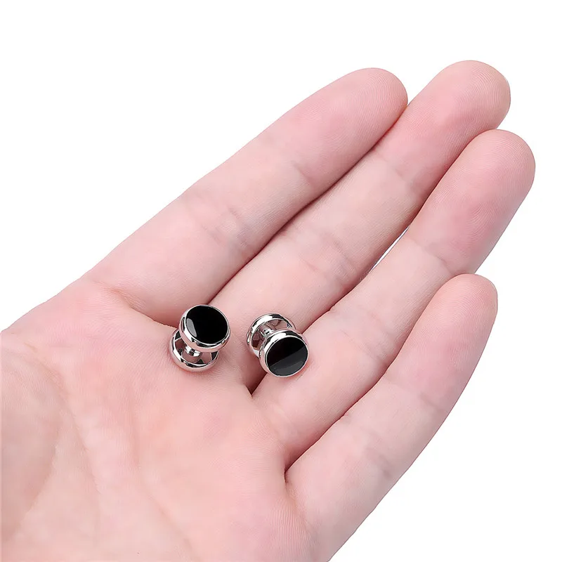 Запонки и пуговицы мужские круглые из нержавеющей стали