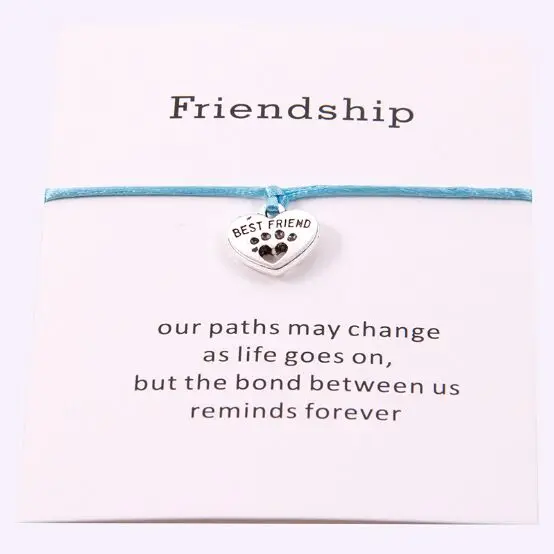 1 шт лучшие друзья сердце браслет с шармом дружба поздравление Открытка Подарок