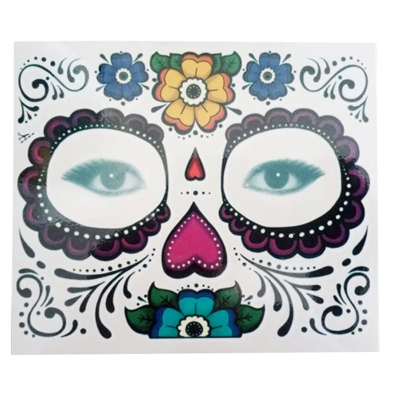 Водостойкая маска с изображением Дня мертвых черепов временная татуировка для