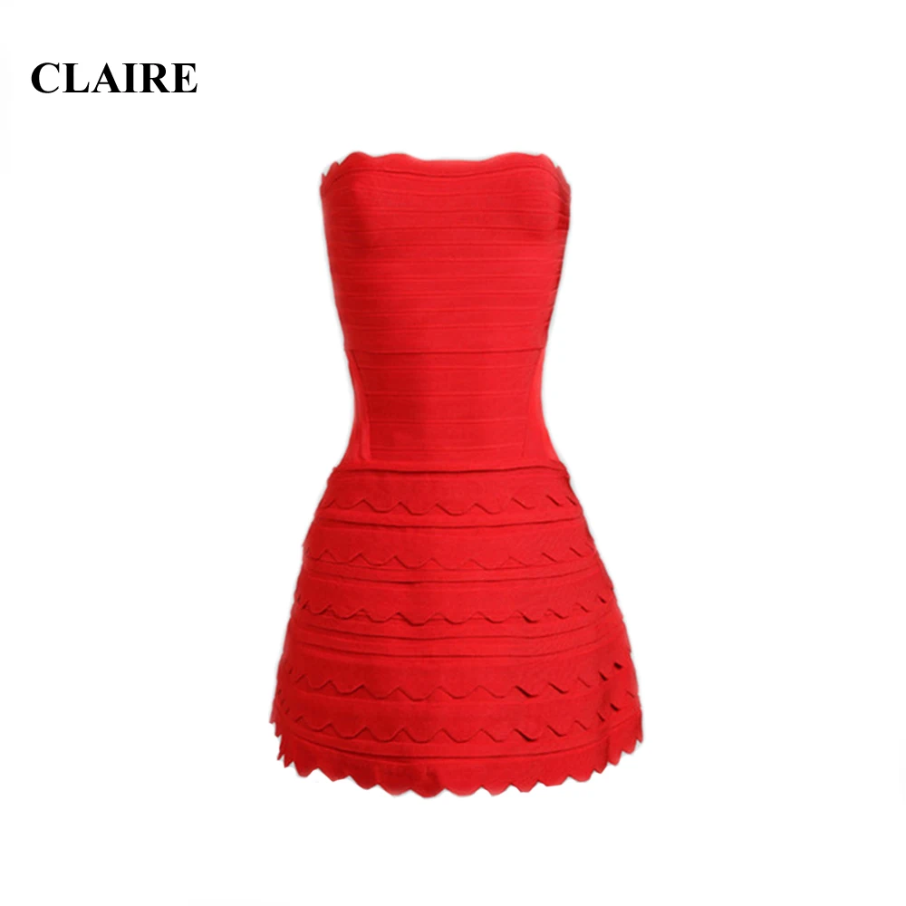 Клэр 2016 Осень Красный Line Без Бретелек Каскадных Рюшами Район HL Платья Повязки CD037