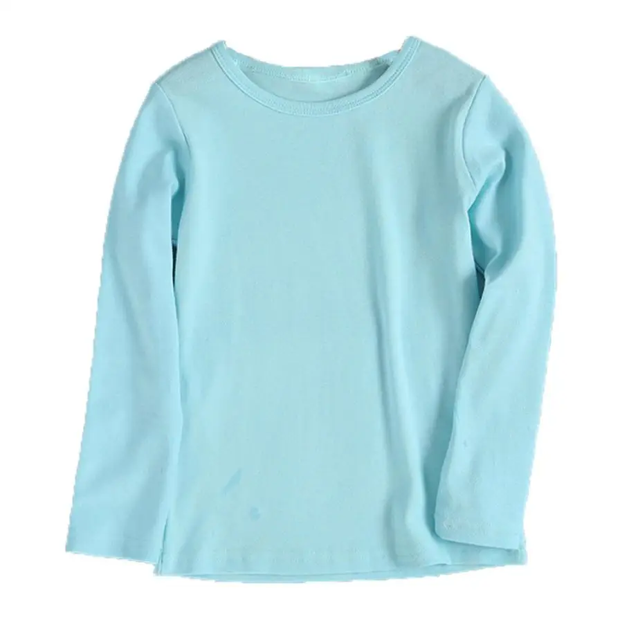 Sky Blue Коллекция года, осенне-зимняя хлопковая детская футболка ярких цветов с длинными рукавами для маленьких мальчиков и девочек детские пуловеры, футболки для девочек и мальчиков - Цвет: Sky Blue