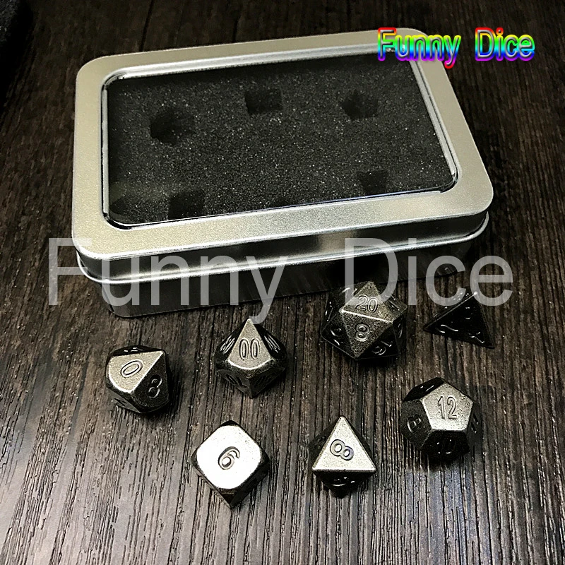 Новый металлический Набор из 7 игральных костей d4 d6 d8 d10 d % d12 d20 для настольной игры