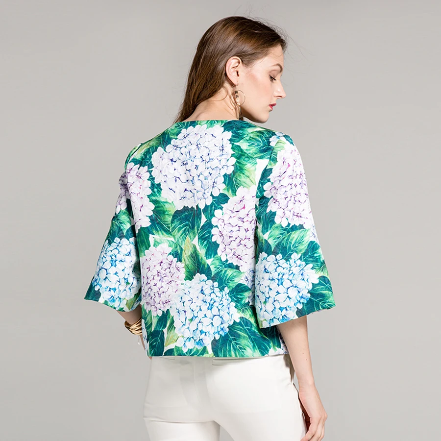 Женский жаккардовый пиджак с широкой талией и цветочным принтом | Женская одежда