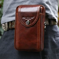 yiang new mens genuine leather cowhide vintage belt pouch purse fanny pack waist bag for cell mobilephone case cover skin
