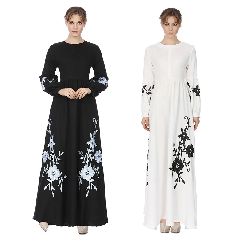 Весна 2019 Новое мусульманское платье черное с длинными рукавами абайя Турецкий