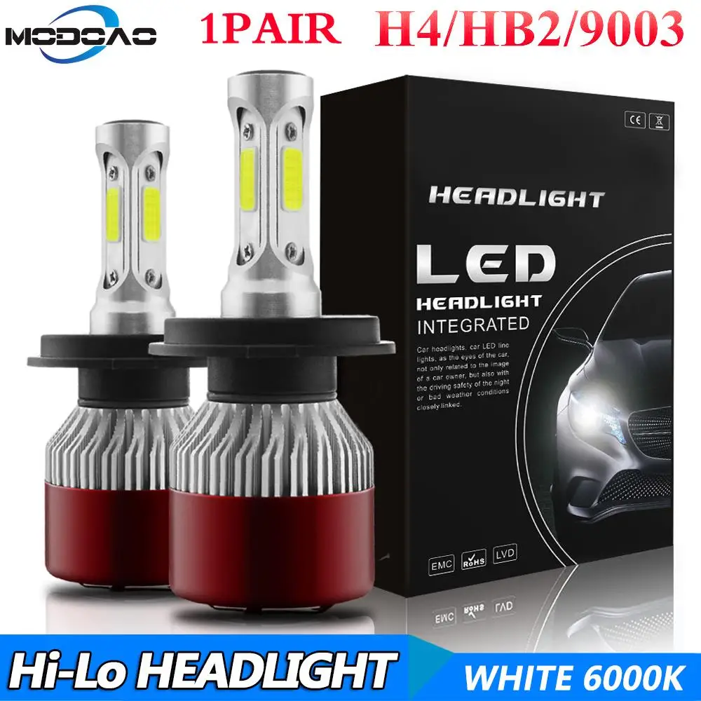 6000K H4 LED авто S2 автомобильные лампы для фар 144W 14400LM 4 сторонний комплект ближнего