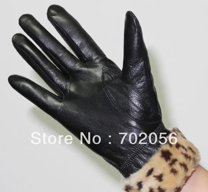 Зимние женские перчатки из натуральной кожи с леопардовым принтом кожаные 10