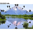 Алмазная вышивка ZOOYA 5D DIY Алмазная картина часы пейзаж Снежная гора Вышивка с бриллиантами наклейки на стену подарок R574