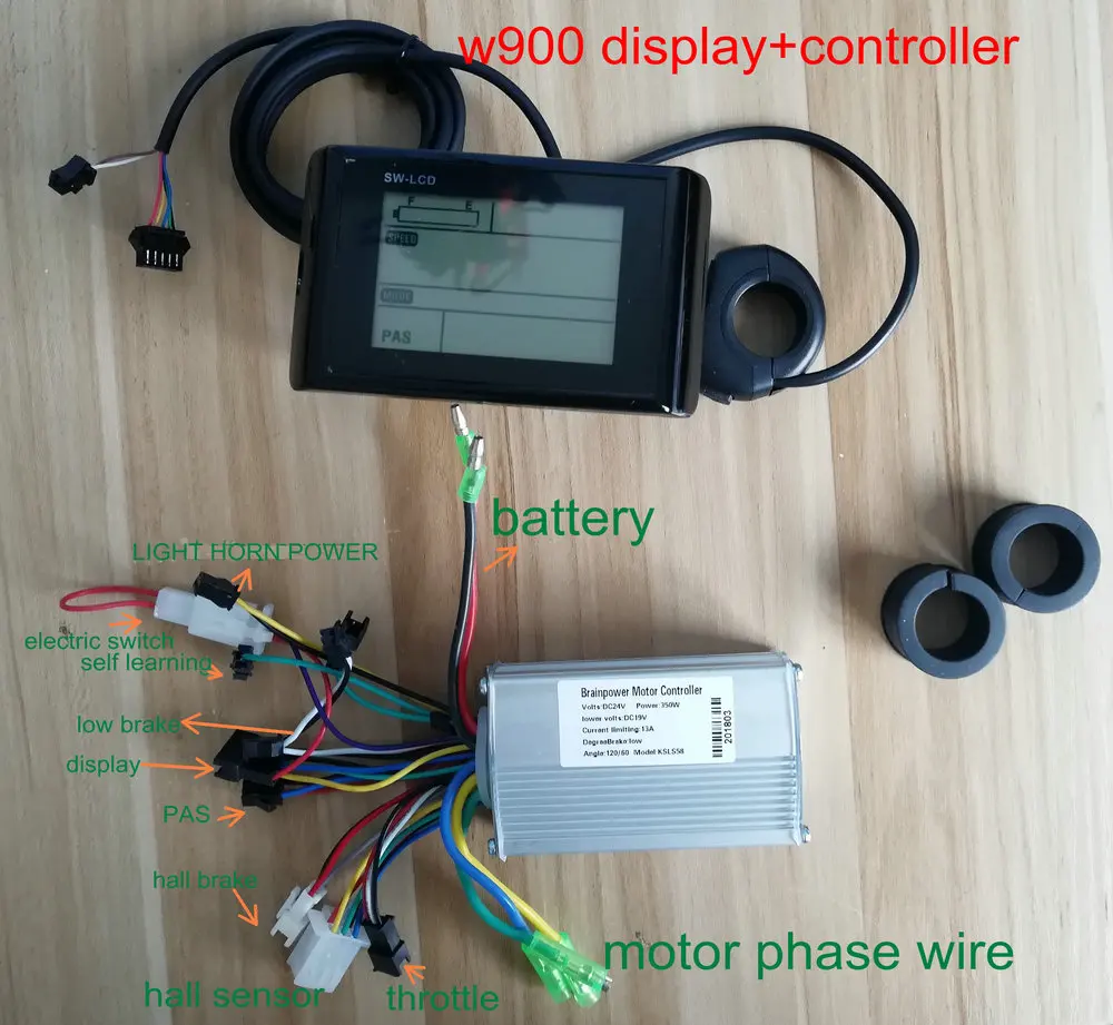 Спидометр с большим ЖК дисплеем W900 + переключатель контроллер 24v36v48v60v 250W350W для