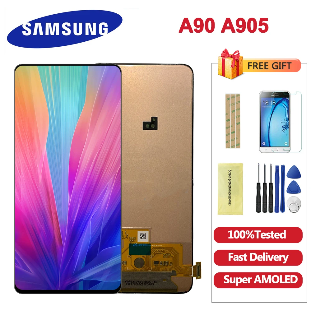 6,7 ''AMOLED для samsung Galaxy A90 ЖК-дисплей A905 A905F SM-A905 Дисплей кодирующий преобразователь сенсорного экрана в сборе A90 для samsung A90 ЖК-дисплей