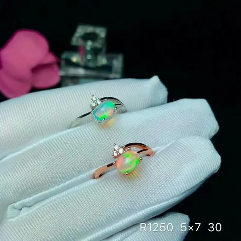 Shilovem, Настоящее серебро 925 пробы, натуральный опал, кольца, хорошее ювелирное изделие, женские трендовые обручальные кольца, новые открытые, опт, 5*7, bj050703ago