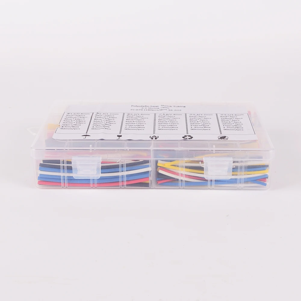 

Heat Shrink Tubing 180 Pcs 90mm 2:1 Ratio 6 Size 5 Color Polyolefin Material Sleeve Cable Wrap Kit