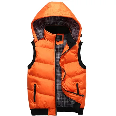 Orange Зимний жилет из горной кожи 5XL, мужская куртка без рукавов, повседневный жилет, Мужское пальто, приталенные парные жилеты, мужская куртка на осень SA373 - Цвет: Orange