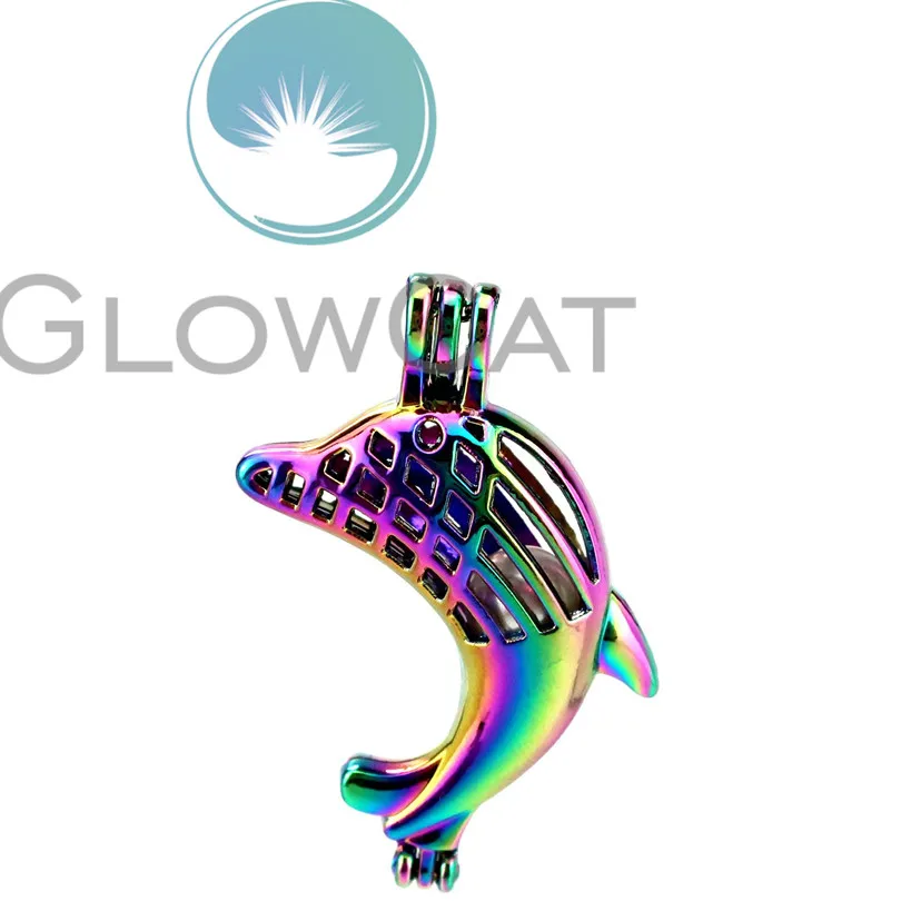 12x R C794 Радуга Цвета дельфин рыба жемчужина клетка ювелирных изделий эфирное