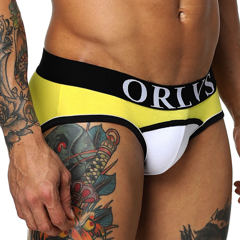 

ORLVS Brand Sexy Men Underwear Men Briefs Cotton Low Waist Breathable Mens Bikini Briefs Cueca Gay Underwear Comfortable Briefs