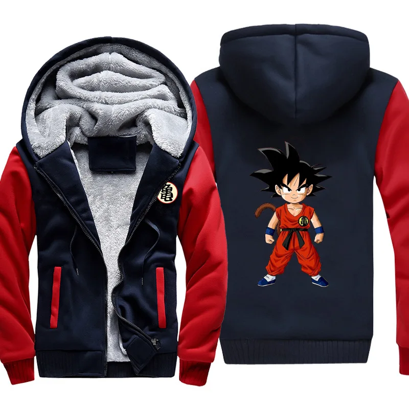 Dropshiping Dragon Ball зимняя Толстовка утепленная куртка унисекс шерстяная подкладка