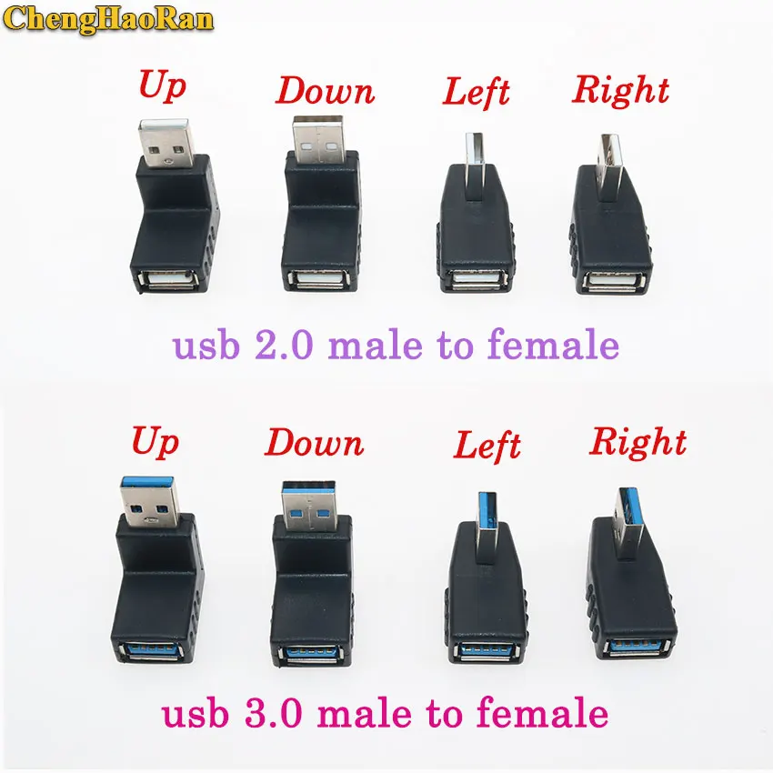 ChengHaoRan 1 шт. 90 градусов угол L изгиб USB 2 0 Usb 3 адаптер Папа мама удлинитель для